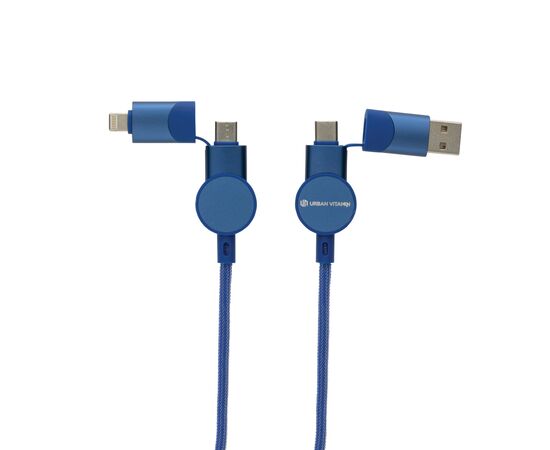 Câble Oakland 6-in-1 à charge 45W en plastique recyclé RCS Bleu - Urban Vitamin P302.705