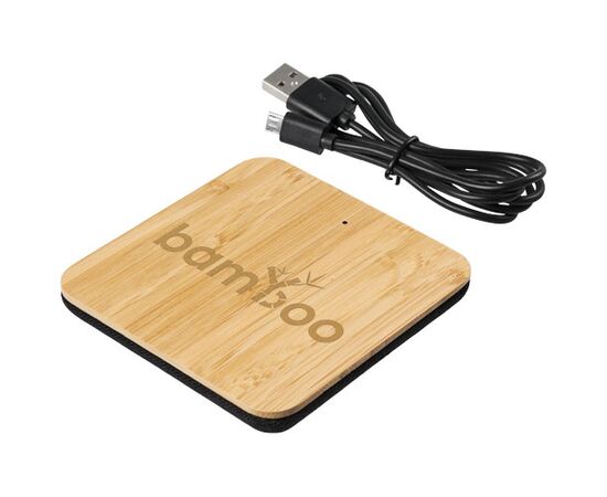 Socle de charge sans fil de 5 W en bambou et tissu Leaf Natural, Solid black - Unbranded 12411800