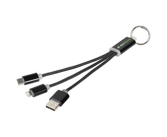 Metal 3-in-1 charging cable with keychain Black - Unbranded 13496100