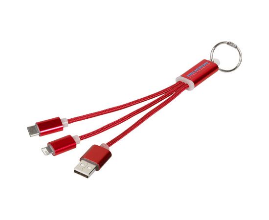 Metal 3-in-1 Ladekabel mit Schlüsselanhänger Rot - Unbranded 13496103