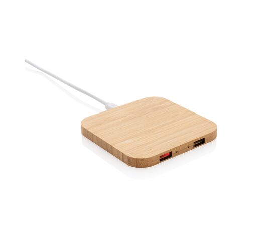 Chargeur sans fil 5W et USB en bambou Brun - XD Collection P308.149