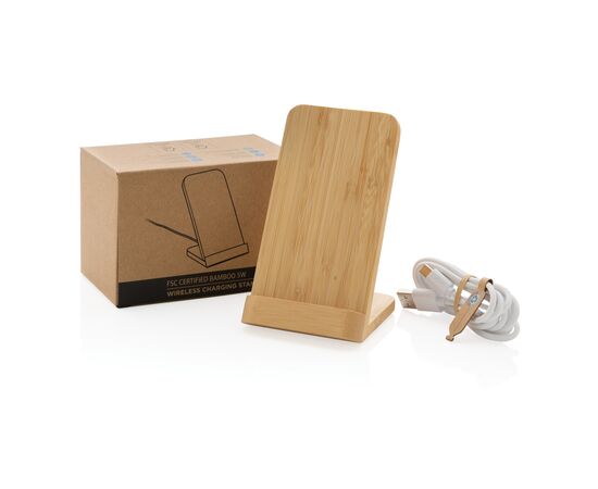 Bamboo 5W wireless charging stand Brown - XD Collection P308.359