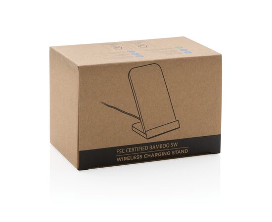 Bamboo 5W wireless charging stand Brown - XD Collection P308.359