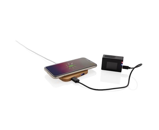 Chargeur sans fil 10W et avec ports USB en bambou Brun - XD Collection P308.379
