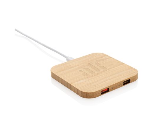 Chargeur sans fil 10W et avec ports USB en bambou Brun - XD Collection P308.379