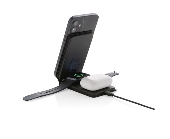 Swiss Peak 15W 3-in-1 magnetischer Wireles Charger aus rPU Schwarz - Swiss Peak P308.541