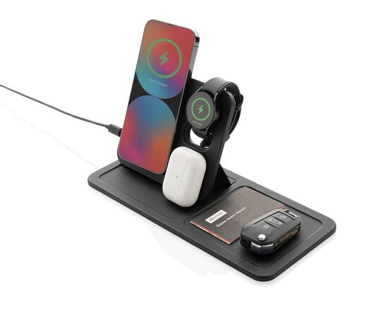 Swiss Peak 3-in-1 RCS gerecycled PU draadloze oplader Zwart - Swiss Peak P309.0401