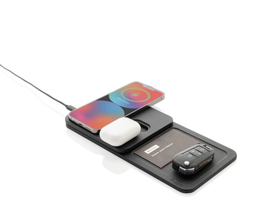 Swiss Peak 3-in-1 RCS gerecycled PU draadloze oplader Zwart - Swiss Peak P309.0401