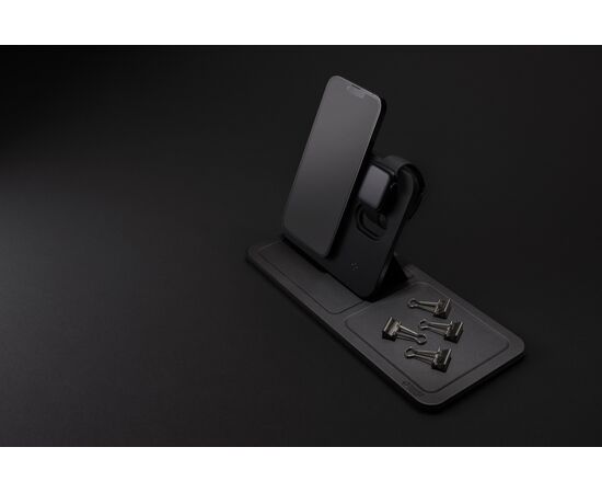 Swiss Peak 3-in-1 RCS gerecycled PU draadloze oplader Zwart - Swiss Peak P309.0401