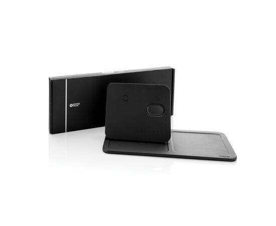 Swiss Peak 3-in-1 RCS gerecycled PU draadloze oplader Zwart - Swiss Peak P309.0401