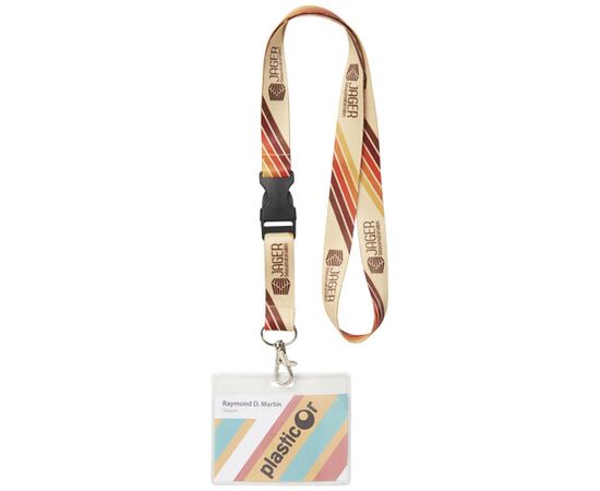 Bucks sublimatie lanyard met veiligheidssluiting Zwart, Wit - Unbranded 1PL0030C