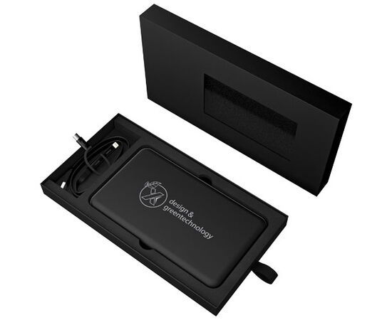SCX.design P29 5000 mAh Solar-Taschenpowerbank mit Leuchtlogo Schwarz, Weiß - SCX.design 1PX04000