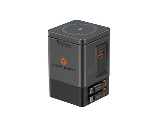 Urban Vitamin Sacramento 105W GaN lader, uittrekbare kabels Grijs, Zwart - Urban Vitamin P309.5402