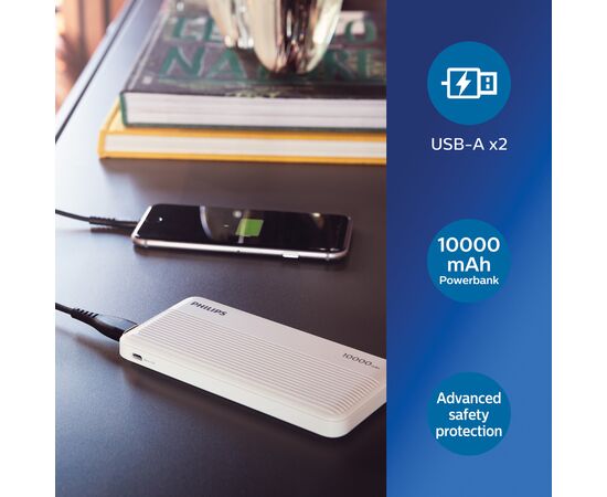Philips 10.000 mAh slim powerbank White - Philips P322.303