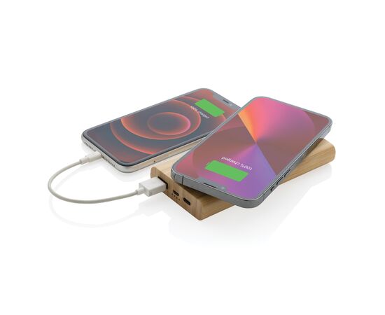 Bamboo 8.000 mAh 5W wireless powerbank Brown - XD Collection P322.359