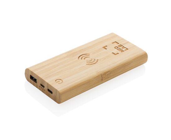 Bamboo 8.000 mAh 5W wireless powerbank Brown - XD Collection P322.359