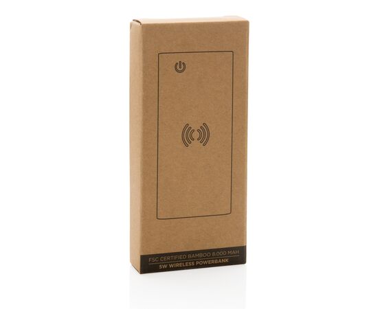 Bamboo 8.000 mAh 5W wireless powerbank Brown - XD Collection P322.359