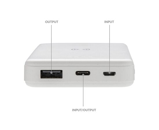 RCS gerecycled plastic 5.000 mAh 5W draadloze powerbank Wit - XD Collection P322.623