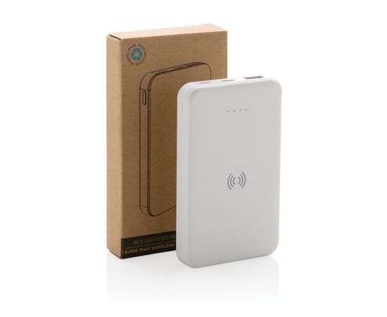RCS gerecycled plastic 5.000 mAh 5W draadloze powerbank Wit - XD Collection P322.623