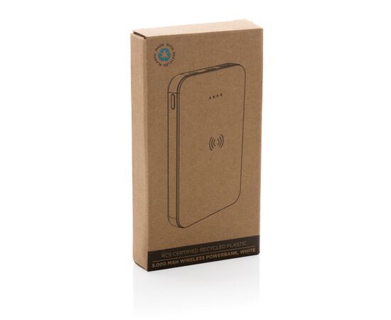 RCS gerecycled plastic 5.000 mAh 5W draadloze powerbank Wit - XD Collection P322.623