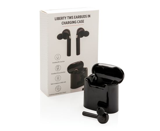 Ecouteurs sans fil avec boitier de charge Liberty Noir - XD Collection P329.011