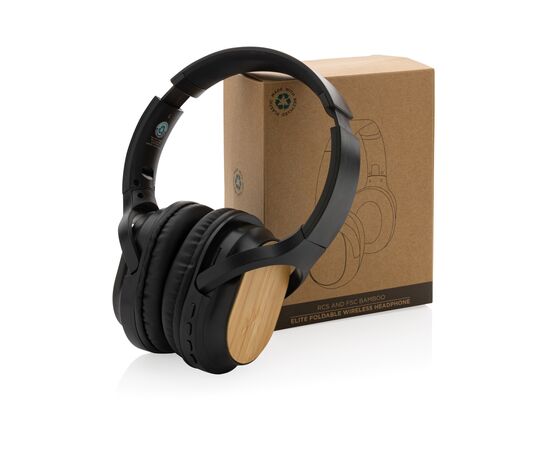 Casque sans fil pliable en bambou et plastique RCS Elite Noir - XD Collection P329.681