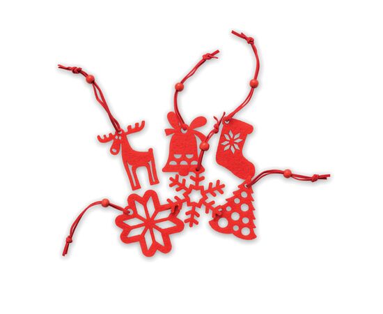 6 vilten kersthangers Rood -  CX1335-05