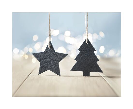 Kerstboom hanger van leisteen Zwart -  CX1434-03