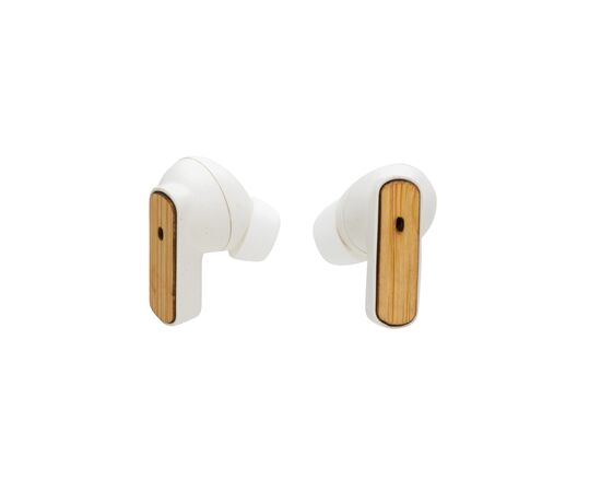 Écouteurs TWS en plastique recyclé RCS et bambou Blanc - XD Collection P329.863