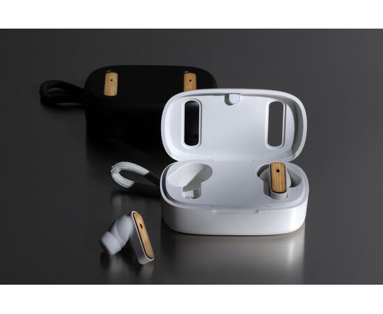 Écouteurs TWS en plastique recyclé RCS et bambou Blanc - XD Collection P329.863