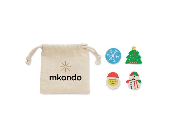 Set de 4 gommes de Noël Beige -  CX1526-13
