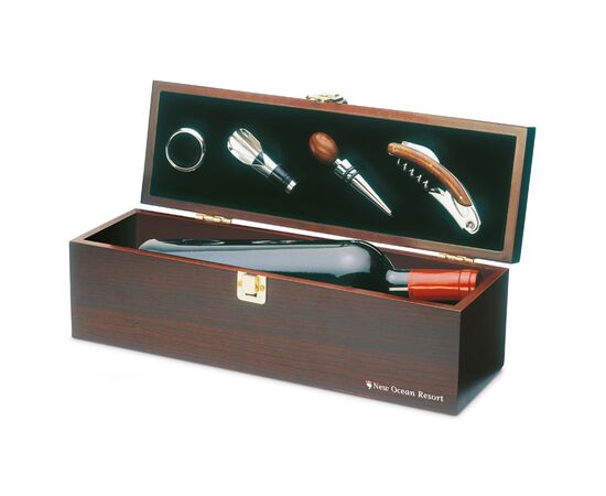Wijnset in wijnkist Hout -  KC2690-40