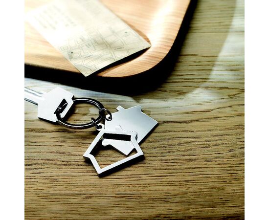 Sleutelhanger in huisvorm Glanzend zilver -  KC6486-17