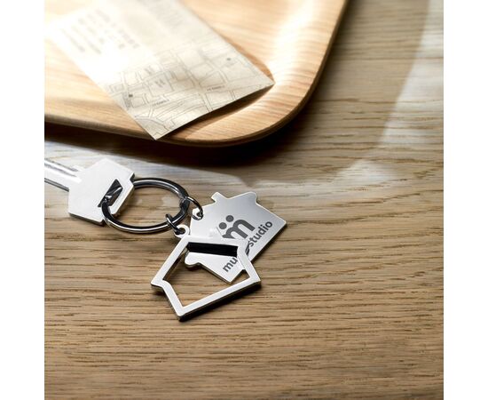 Sleutelhanger in huisvorm Glanzend zilver -  KC6486-17