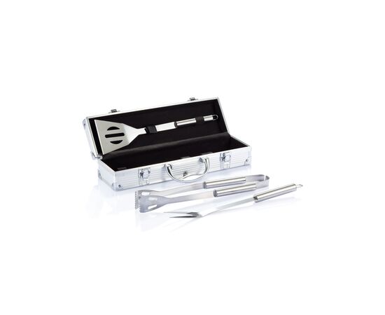 3-delige barbecue set in aluminium koffer Zilver, Zwart - XD Collection P422.172