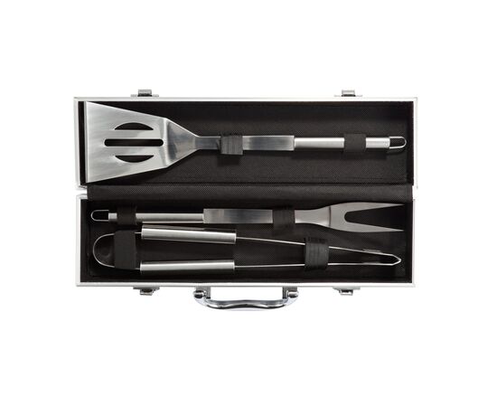 3-delige barbecue set in aluminium koffer Zilver, Zwart - XD Collection P422.172