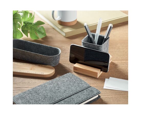 RPET felt pen pot phone stand Wood -  MO2115-40