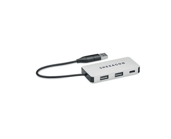 3 port USB hub with 20cm cable Silver -  MO2142-14