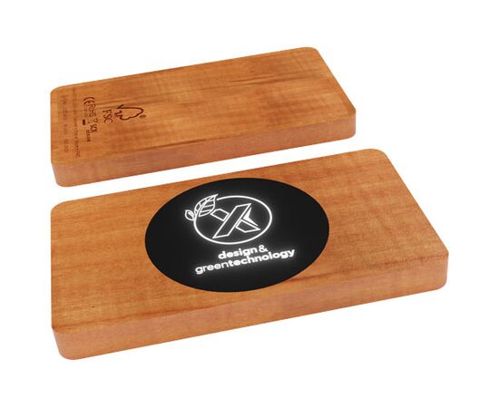 SCX.design P37 5000 mAh kabellose Powerbank aus Holz mit Leuchtlogo Holz - SCX.design 1PX06371
