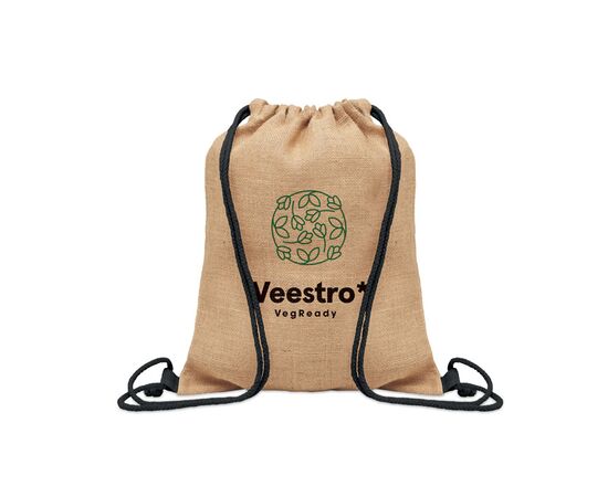 Jute rugzakje met koord Zwart -  MO2190-03
