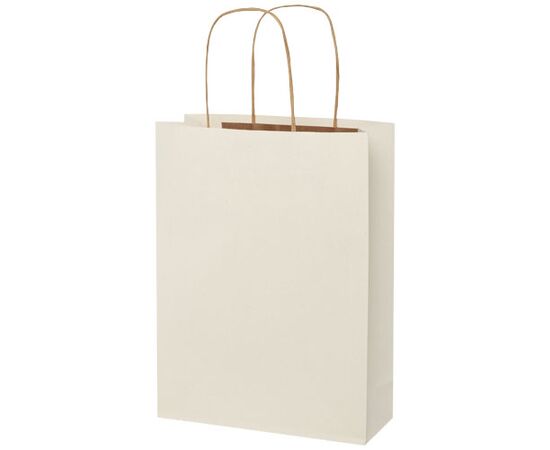 Papieren tas 150 g/m2 gemaakt van landbouwafval met gedraaide handgrepen - 24 x 9 x 32 cm Gebroken wit - Unbranded 1ZM00201