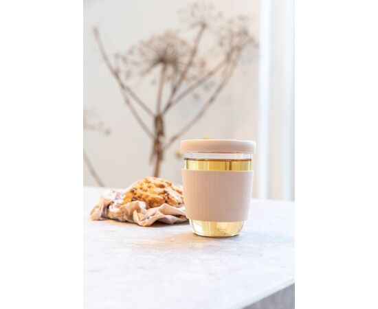 Ukiyo borosilicaat glas met siliconen deksel en sleeve Bruin - Ukiyo P432.709