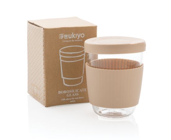 Ukiyo borosilicaat glas met siliconen deksel en sleeve Bruin - Ukiyo P432.709