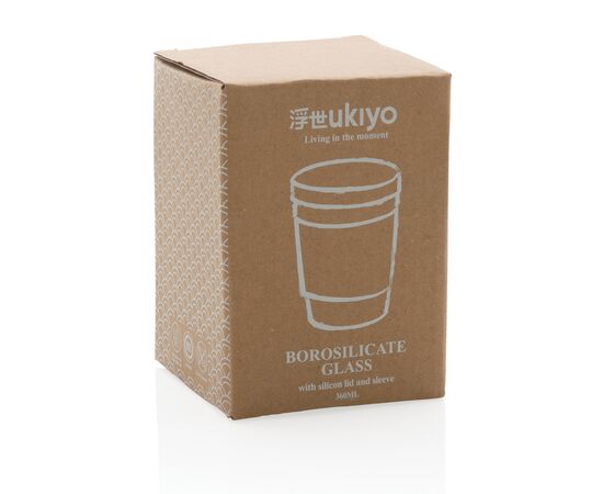 Ukiyo borosilicaat glas met siliconen deksel en sleeve Bruin - Ukiyo P432.709