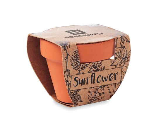 Terracotta-Topf Sonnenblume Holz -  MO6147-40