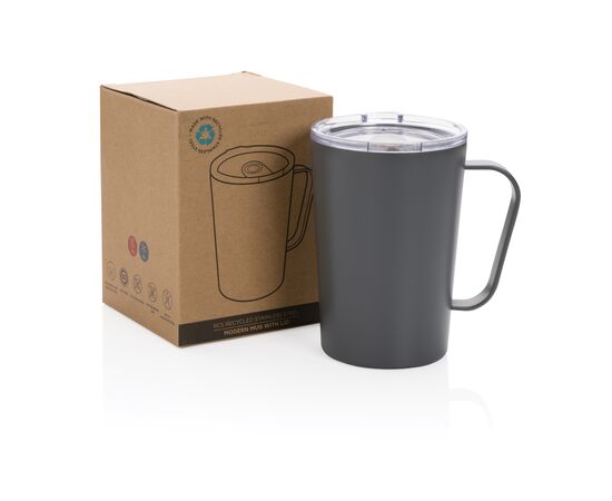 RCS gerecycled roestvrijstalen moderne vacuümmok met deksel Grijs - XD Collection P433.052