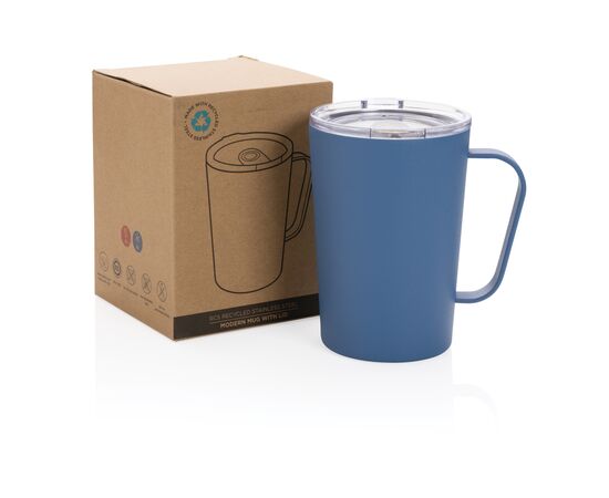 RCS Recycled stainless steel modern vacuum mug with lid Blue - XD Collection P433.055