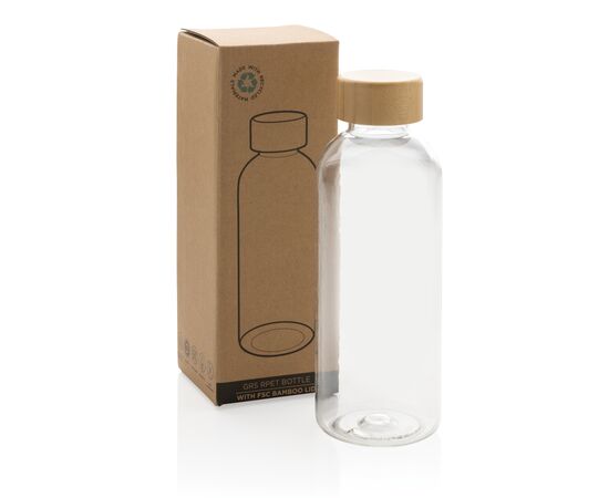 GRS recycled PET fles met bamboe dop Transparant - XD Collection P433.090