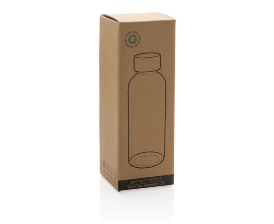 GRS recycled PET fles met bamboe dop Transparant - XD Collection P433.090