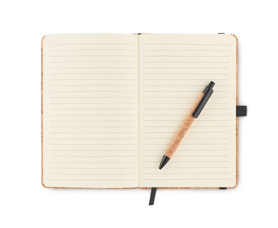 A5 kurk notitieboek balpen set Zwart -  MO6202-03
